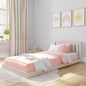 Max & Lily Classic Twin Floor Bed, 79.75 Inches, Solid Wood Low Bed Frame for Kids, Modern Floor Bed for Bedroom, Blossom