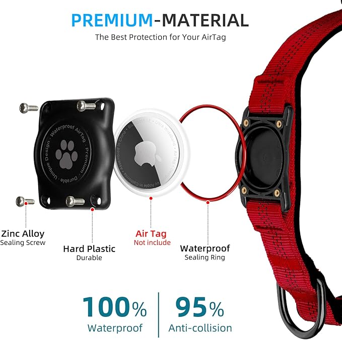 Reflective Air Tag Dog Collar - 100% Waterproof Dog Collar AirTag Holder | Extra-Durable, Soft Padded AirTag Dog Collars for Small Medium Large Dogs-Mewly Pet