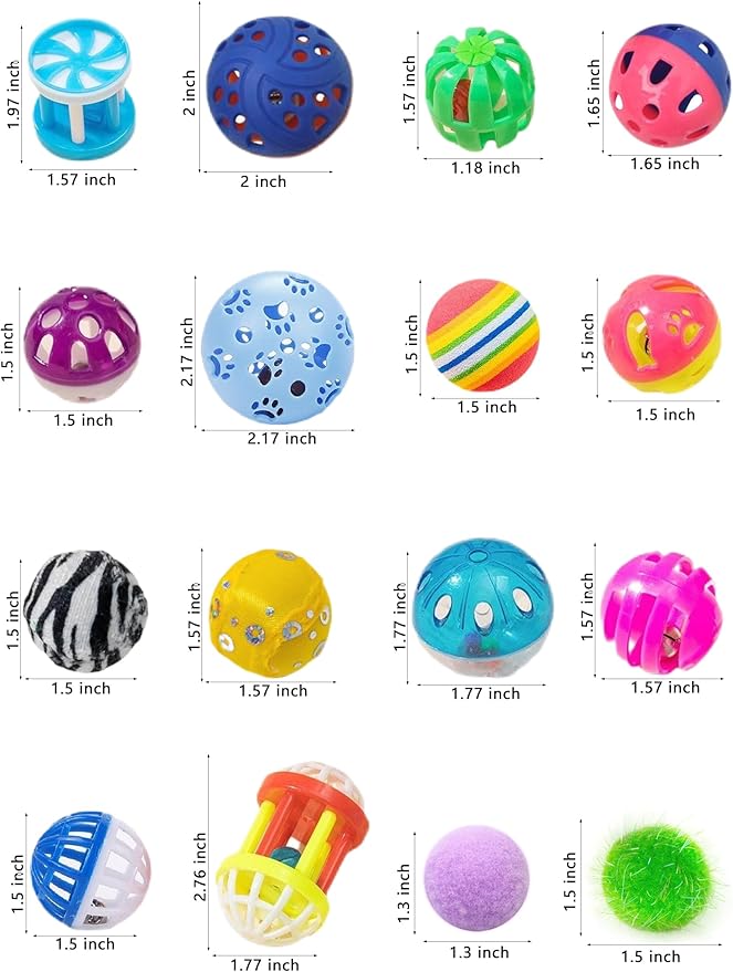 40-Piece Cat Toy Set for Indoor Cats and Kittens (1.5'' - 2.3'', Cat Toys Ultimate Pack)-Mewly Pet