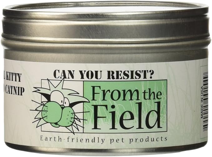 from The Field | Fine Ground Stalkless Catnip | Premium USA-Grown Catnip for Toys & Playtime | Fresh, Potent, Non-Toxic, Eco-Friendly | Safe for Kittens & Cats | Resealable 1 oz Can-Mewly Pet