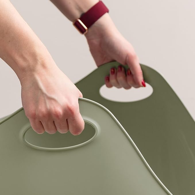 IRIS USA Cat Litter Box with High Walls and Handles, Made with Flexible Plastic, Sage Green-Mewly Pet