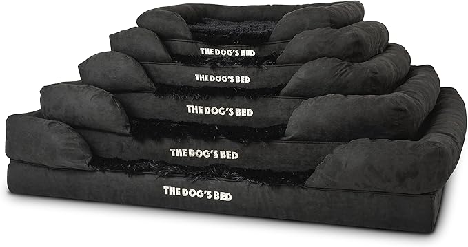 The Dog’s Bed, Medium Black Faux Fur 30x23.5, Memory Foam, Pain Relief: Arthritis, Hip & Elbow Dysplasia, Post Surgery, Lameness, Supportive, Calming, Washable Cover, Veterinary Approved-Mewly Pet