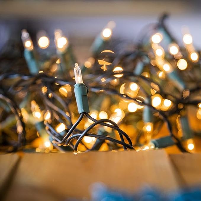 FUNPENY Christmas Lights, 2 Pack Total 300Count 60FT String Lights Green Wire for Indoor/Outdoor Christmas Tree Xmas Party Holiday Home Decorations, Warm White