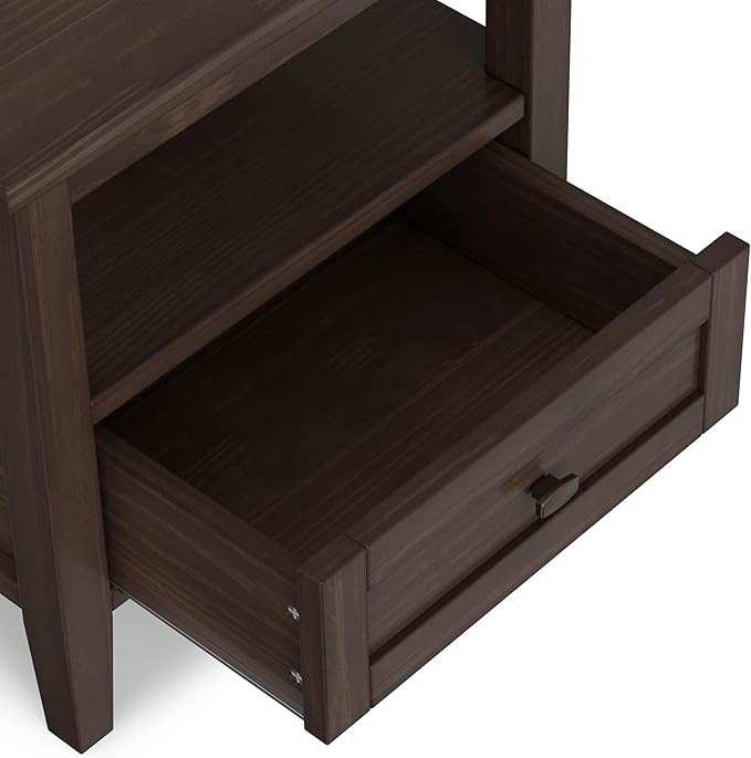 SIMPLIHOME Warm Shaker SOLID WOOD 20 inch Wide Rectangle Transitional End Table in Warm Walnut Brown for the Living Room and Bedroom