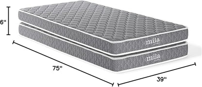 Modway Emma 6" Twin Mattress Foam Set of 2, White