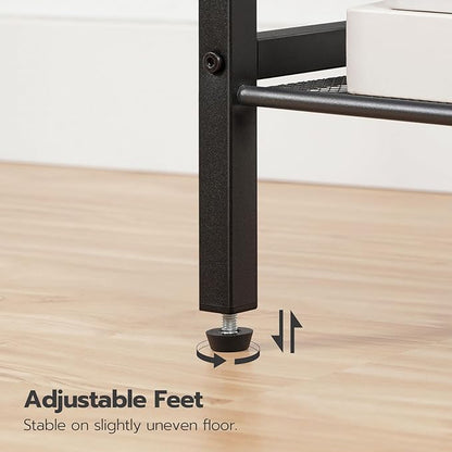 HOOBRO Side Table, 3-Tier Tall End Telephone Table with Adjustable Mesh Shelves, Small Entryway Stand for Living Room Bedroom Hallway or Office, Greige and Black BG01DH01G1