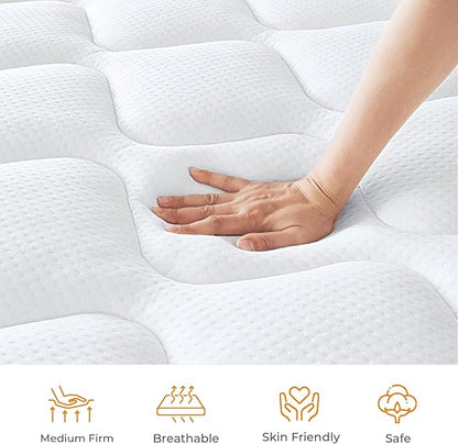 koorlian Twin XL Mattress, 10 Inch Hybrid Mattress Twin XL with Individual Pocket Springs and Pressure-Relieving Memory Foam, Breathable, Medium Firm Mattress in a Box 80"x39"x10"