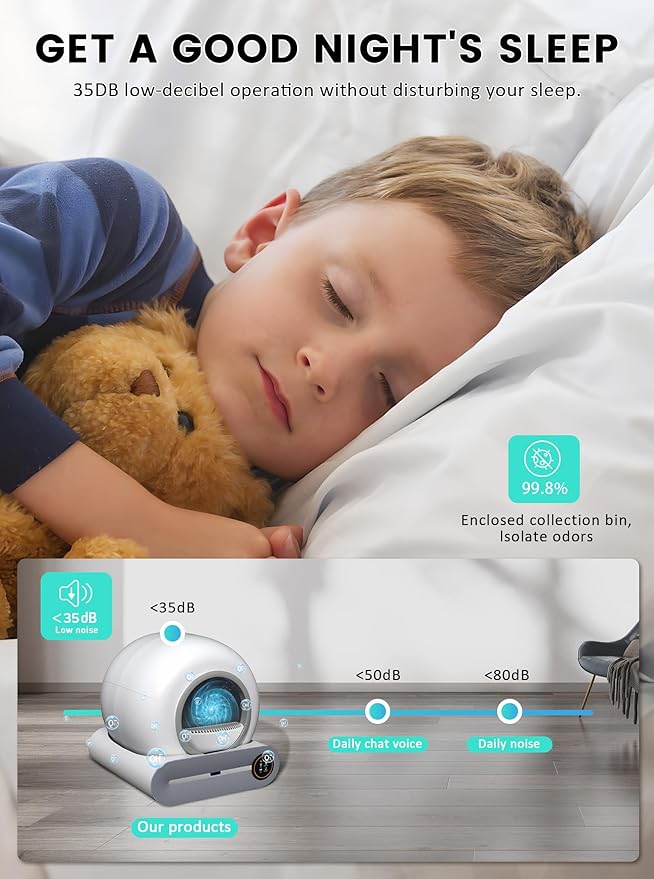 Automatic Litter Box, Upgraded Robot Self Cleaning Litter Box for Multiple Cats, 65L+9L Extra Large, Features Negative ion Sterilization and Deodorization, APP Control, 3 Rolls Litter Bag Liners-Mewly Pet