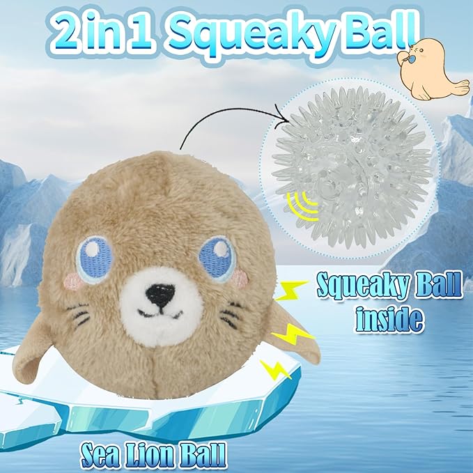 DKING 3Pack Squeaky Dog Balls,2 in1 Funny Puppy Ball Toys,Birthday Dog Toy for Small Medium Dogs (Ocean Ball)-Mewly Pet