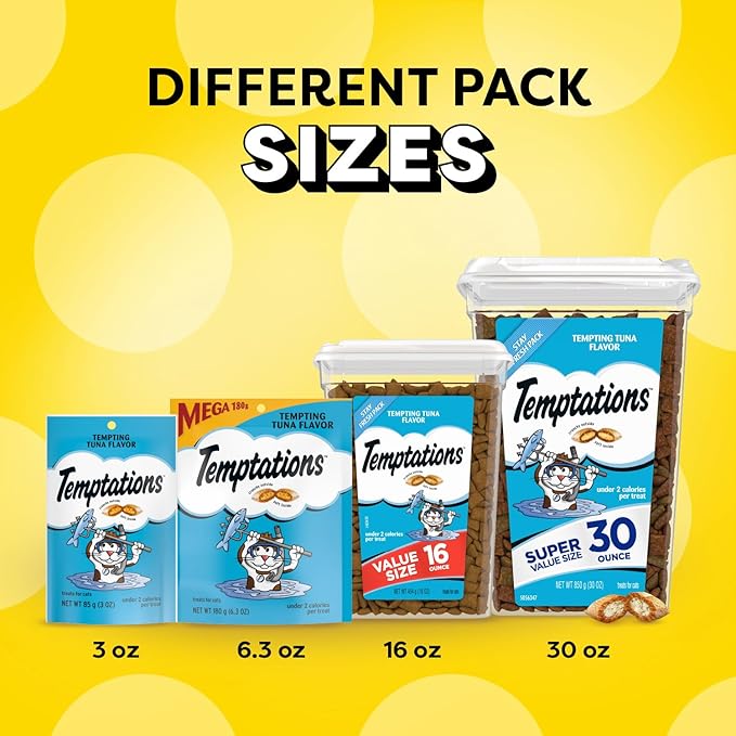 Temptations Classic Crunchy and Soft Cat Treats Tempting Tuna Flavor, 16 oz. Tub-Mewly Pet