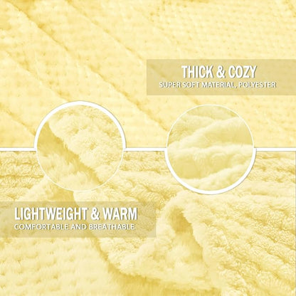 Exclusivo Mezcla Fleece Throw Blanket Extra Large, Super Soft and Warm Blankets for Couch, Sofa and Bed Waffle Textured, Cozy, Fuzzy and Lightweight (Light Yellow, 50x70 Inches)