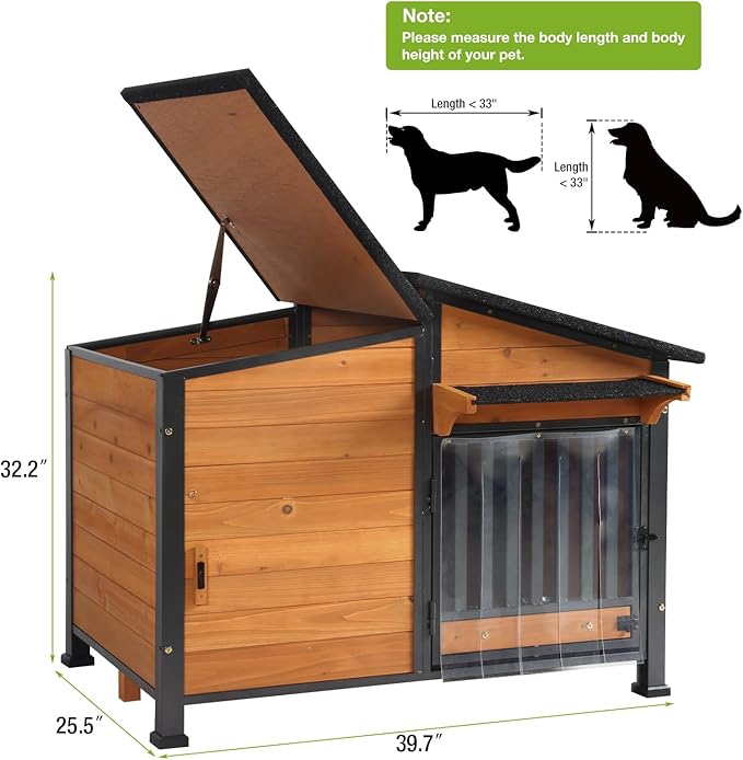 Dog House Outdoor with Bowls Weatherproof Dog Kennel with Anti-Chewing Iron Frame Dog Shelter for Small Medium Dogs-Mewly Pet