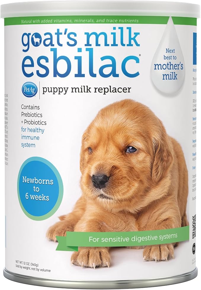 PetAg Goat’s Milk Esbilac Powder - 12 oz, Pack of 2 - Powdered Puppy Formula with Prebiotics, Probiotics & Vitamins for Puppies Newborn to Six Weeks Old - for Sensitive Digestive Systems-Mewly Pet