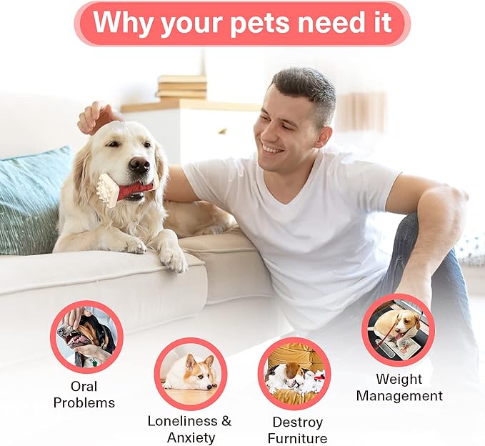 PcEoTllar Dog Toys for Aggressive Chewers, Indestructible Dog Chew Toys, Safe Rubber, for Large Medium Small Dogs - Red -M-Mewly Pet