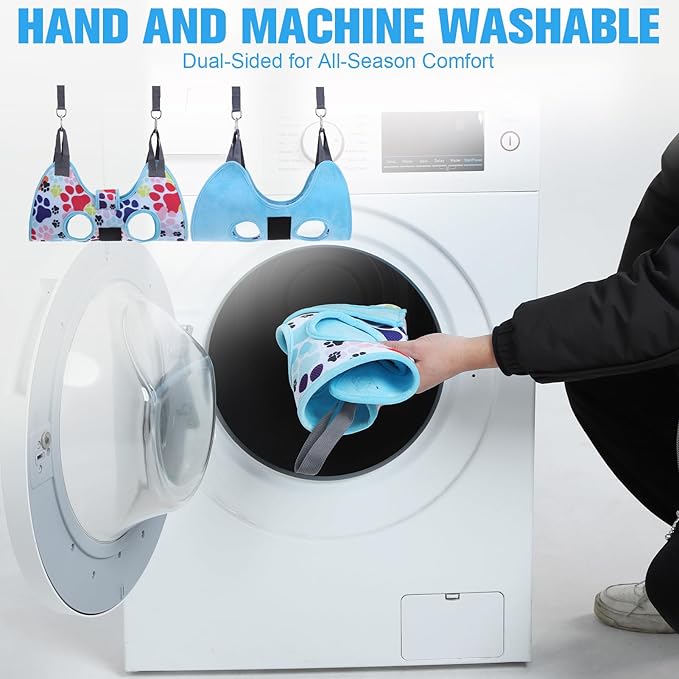 PAWCHIE Dog Grooming Hammock Harness for Dogs & Cats with Pet Nail Clipper Trimmer - Cat Hanger Sling for Trimming Clipping Nails- Dog Hammock Restraint Bag for Small Medium Large Dog, Blue XS-Mewly Pet