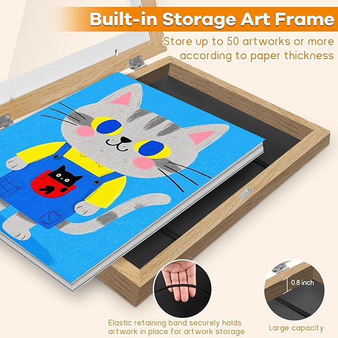 8 Pack Kids Artwork Frames Changeable 8.5 x 11 Inch Children Art Projects Kids Art Frames Front Opening Picture Display Frame, Wood