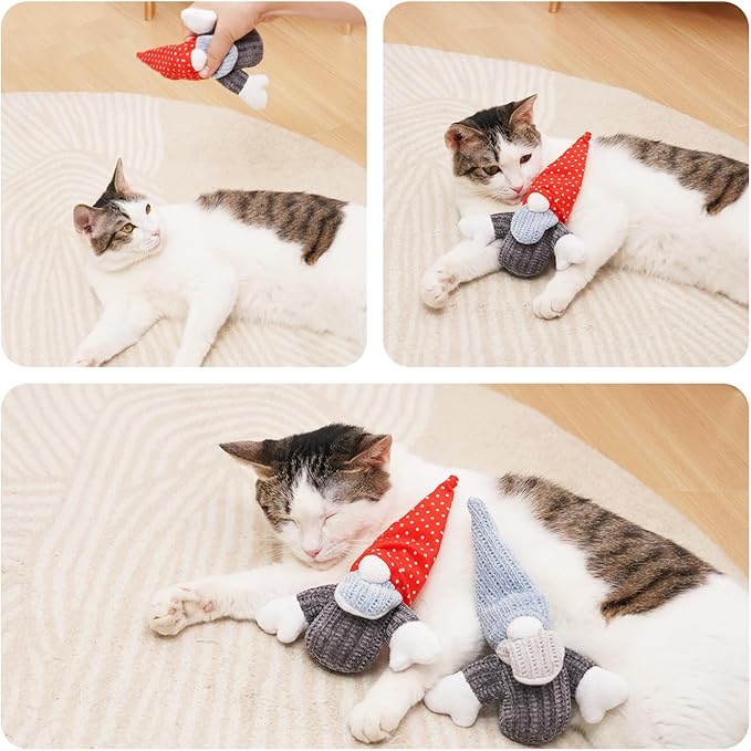 Catnip Toys for Indoor Cats, Paper Sounds 3PCS Plush Rope Cat Chew Toys, Bite Resistant Teething Interactive Catnip Filled Kitten Toy Soft Pet Toy-Mewly Pet
