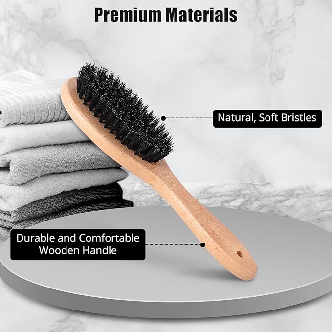 Boar Bristle Cat Brush with Wooden Handle, Soft and Gentle, Reduce Shedding, Make Coat Soft, Smooth and Shinny, Daily Grooming Tool for Short Haired Cats, Kitten-Mewly Pet