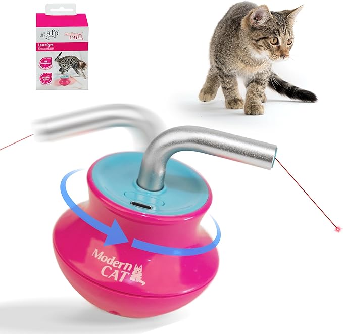 Cat Laser Pointer Toy for Bored Indoor Cats, Automatic Interactive Cat Toy, 360° Laser Rotation, USB Rechargeable, Wooble Base-Mewly Pet