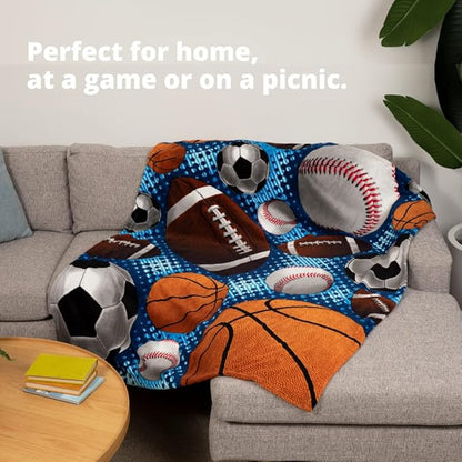 Dawhud Direct Sports Fleece Blanket for Bed, 50x60 Inches Sports Fan Fleece Throw Blanket for Adults and Kids - Soft Plush Blanket - Queen Size