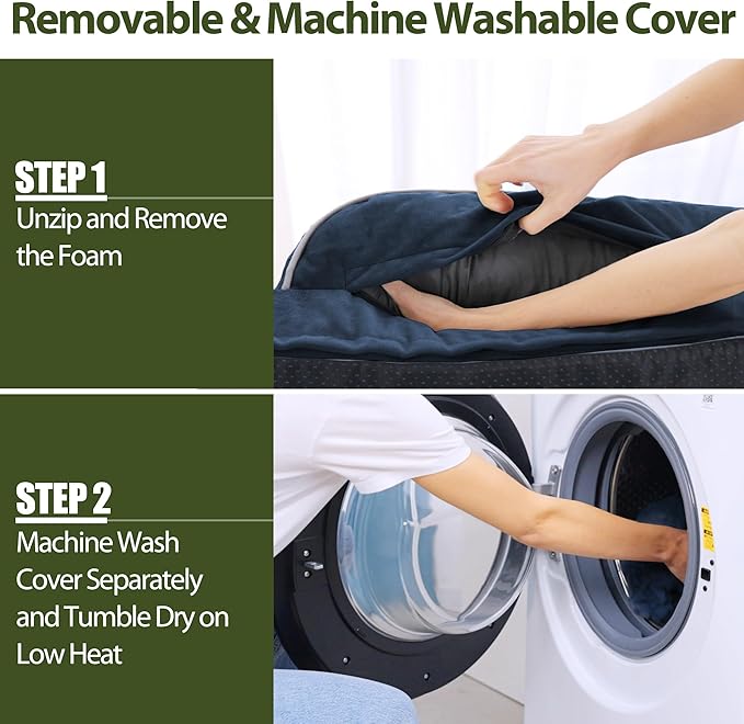 Orthopedic Dog Beds for Extra Large Dogs, Waterproof Dog Beds XLarge, Memory Foam Dogs Couch Beds with Comfy Bolster, Removable Washable Cover and Nonskid Bottom (X-Large,Navy Blue)-Mewly Pet