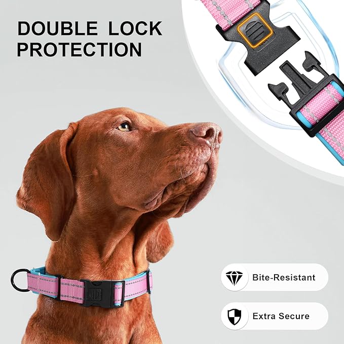 Airtag Dog Collar with Martingale Design, IP68 Waterproof Air Tag Collar Holder, Adjustable Reflective Soft Padded Nylon Dog Collar for Large Medium Small Dogs-Mewly Pet