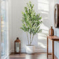 6.56ft Artificial Olive Tree, Faux Olive Tree with Lifelike Fruits, 78.74in Fake Olive Tree with Sturdy Plastic Pot, Artificial Plants for Office Home Living Room Indoor Outdoor Decor