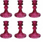 Glass Candlestick Holder,Striped Taper Candle Holders,Set of 6 Candle Stand for Table Centerpieces, Home Decor,Weddings,Festival and Parties (GCH002-Purple Dimond)