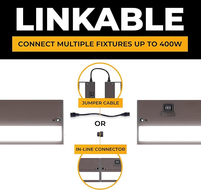 LED Under Cabinet Lighting Hardwired - 3CCT 9 Inch Bronze Finish - Undercabinet Lights for Kitchen - Linkable Undercounter Dimmable Plug in Light or Hard Wired - Under Counter Fixture Direct Wire