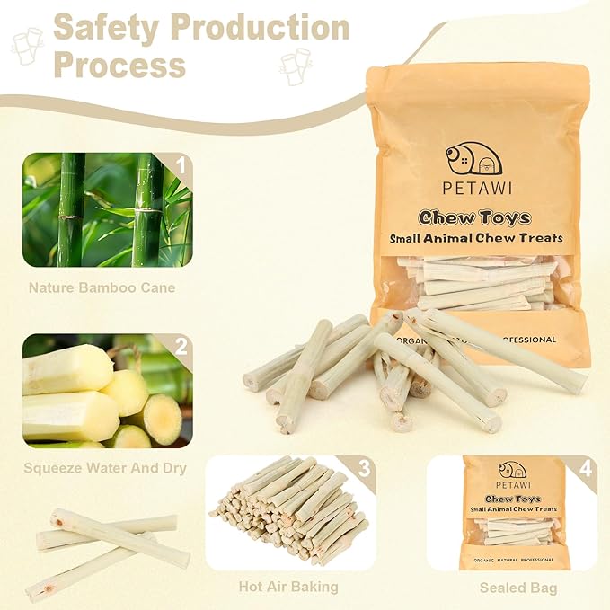 900g Sweet Bamboo Chew Sticks for Rabbits, Chinchilla Rabbit Toys Guinea Pig Chews Sticks, Natural Rabbit Bunny Molar Treats Snacks Toys for Chinchilla, Guinea Pig, Hamster Small Animals-Mewly Pet
