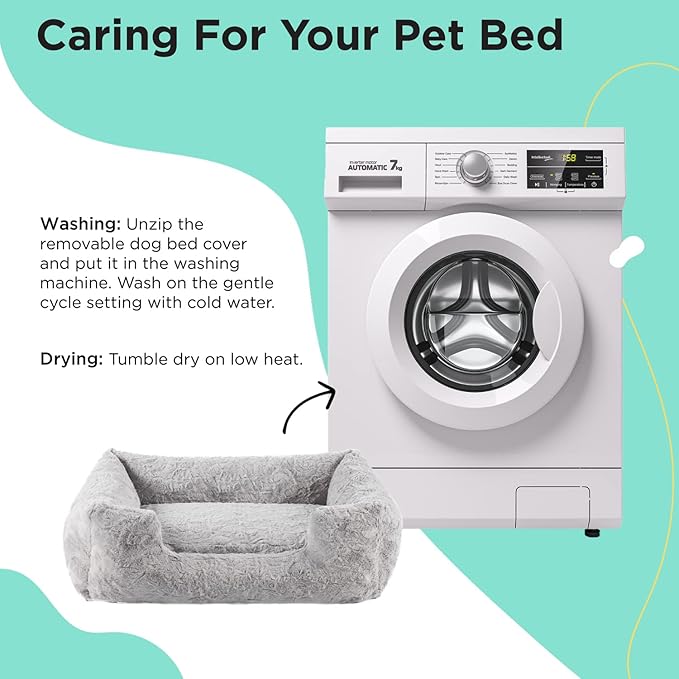 Best Friends by Sheri Lux Lounge Bed Calming Faux Fur Dog Bed, Gray, Medium, 30" x 20"-Mewly Pet