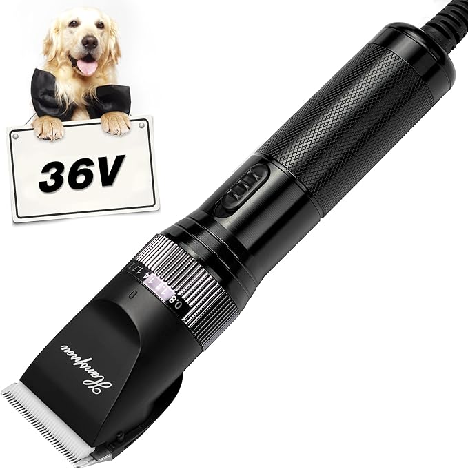 Dog Grooming Clippers, Upgraded 36V Heavy Duty Pet Clippers, Professional Dog & Cat Shaver for Thick Coat, Corded Pet Hair Trimmer with Guard Combs & Brush-Mewly Pet