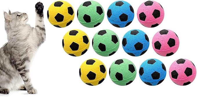 YnFag Foam Soccer Balls Cat Toys for Indoor Cats Cat Balls (Football 12)-Mewly Pet