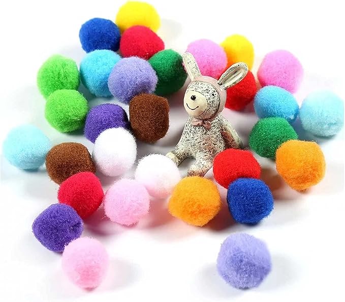 30Pcs 1.3 Inch Cat Toy Balls Soft Kitten Pompom Toys Indoor Cats Interactive Playing Quiet Ball Cats Favorite Toy, Cat Pom Pom Balls for Craft DIY Creative Crafts Decorations (Assorted Color)-Mewly Pet