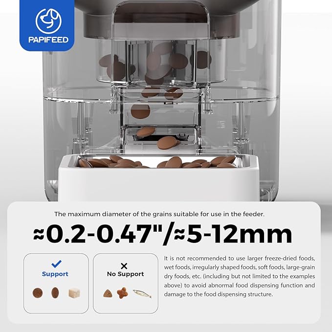 PAPIFEED 6L Automatic Cat & Small Dog Feeder - Programmable Pet Feeder with 36 Daily Meals, Detachable Stainless Steel Bowl, 25 Cup Capacity Smart Food Dispenser for Easy Cleaning-Mewly Pet