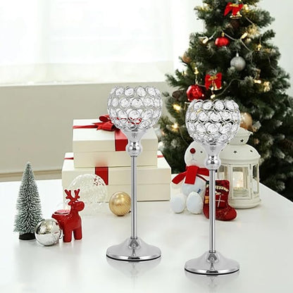 VINCIGANT 8PCS Crystal Candle Holders for Table Centerpiece，Bling Decor Gold Vases for Centerpieces Votive Crystal Candle Holders for Dinner Table Room Party Rhinestone Decorative