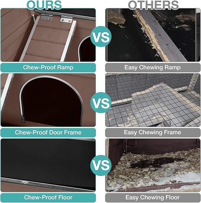 Guinea Pig Cage with Wooden Stand,Indoor Rabbit Hutch with 2 Stories,Hamster Cage with Anti Chew Ramp,Hideout, Platform, Pull Out Tray (Brown)-Mewly Pet