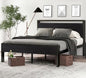 SHA CERLIN 14 Inch Full Size Metal Platform Bed Frame with Wooden Headboard and Footboard, Mattress Foundation, No Box Spring Needed, Large Under Bed Storage, Non-Slip Without Noise, Black Oak