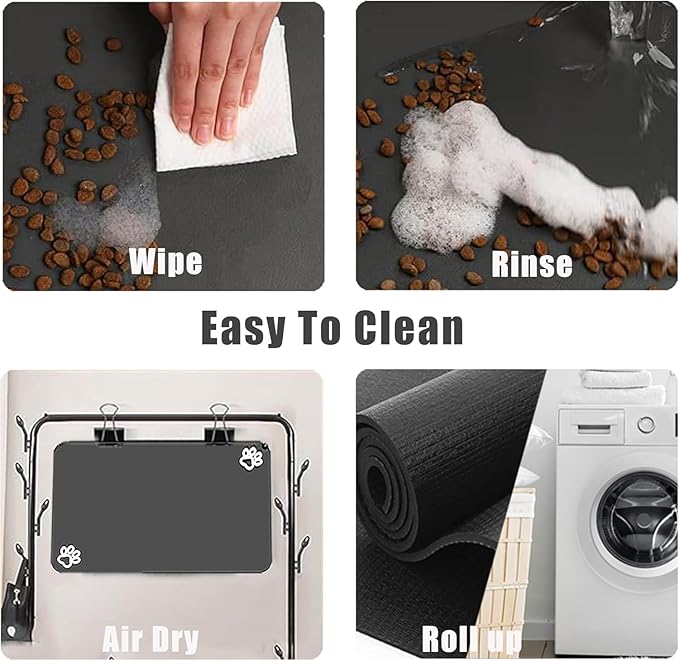 Large Boho Dog Food Mats for Floors, Absorbent Dog Bowl Mat for Food and Water Dispenser Mat, Quick Dry Cat Food Mat Pet Supplies (Dark Vintage, 36 * 24)-Mewly Pet