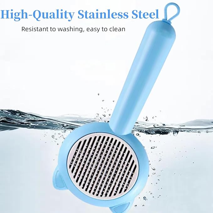 Cat Brush for Shedding，Pet Grooming Tool for Dogs，Cat Hair Brush with Self Cleaning Button for Deshedding, Easy to Removes Loose Fur-Mewly Pet