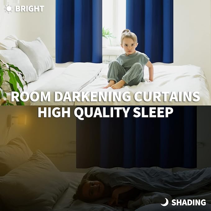 BGment Blackout Curtains for Bedroom 63 Inch Length 2 Panels Set, Room Darkening Sunlight Blocking Thermal Insulated Grommet Window Drapes, Each Panel 42 Inch Wide, Royal Blue