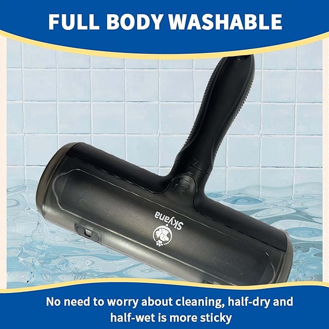 Skyana Pet Hair Roller Brush, Reusable Fur Removal Tool,Self-Cleaning Lint Roller for Dogs and Cats.Hair Removal for Fourniture,Couch,Carpet,Clothing,and Bedding (Black)-Mewly Pet