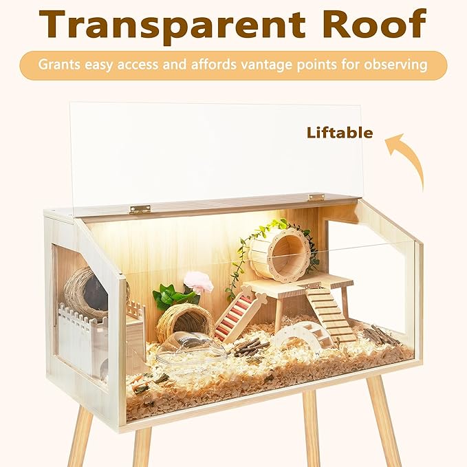 Prolee Hamster Cage with Legs, Guinea Pig Cages Chew Proof, Hamster House, Hamster Cages and Habitats, 32" L x 16" W x 40" H-Mewly Pet