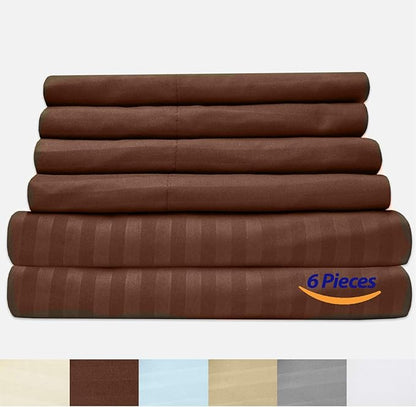Cal King Size Bed Sheets - 6 Piece 1500 Supreme Collection Fine Brushed Microfiber Deep Pocket California King Sheet Set Bedding - 2 Extra Pillow Cases, Great Value, California King, Dobby Coffee