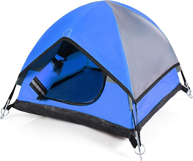 Cat Camping Tent, Cat Tent Bed, Pet Tent for Indoor Cat and Small Dog, Mini Tent (Blue, 21 x 21 x 14 Inches)-Mewly Pet