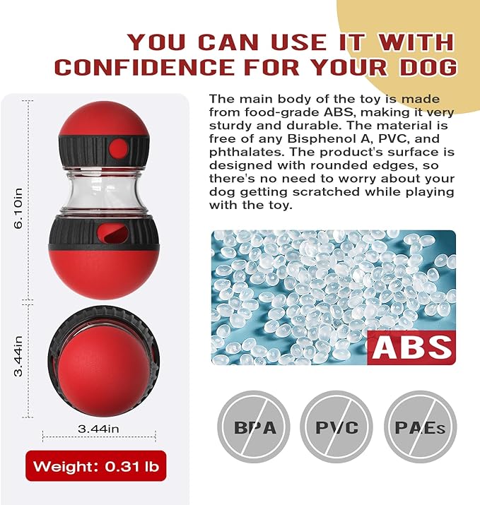 Dog Food Puzzle Toy Adjustable Treat Dispensing Food Dispenser Slow Feeder Bowls Puppy Enrichment Toy Ball Dog Interactive Chase Training Toys for Small Medium Large Dogs-Mewly Pet