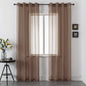 DUALIFE 2 Panels Chocolate Brown Semi Sheer Window Curtains Elegant Grommet Top Window Voile Drapes/Treatment Panels for Bedroom Living Room (52X96 Inches)