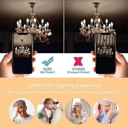 Cotanic Dimmable E12 LED Candelabra Bulb 4000K Daylight, Ceiling Fan Light Bulbs Small Base,60W Equivalent,Type B Bulb for Chandelier,Vintage B11 LED Candle Shape with Clear Glass,600LM,12 Pack