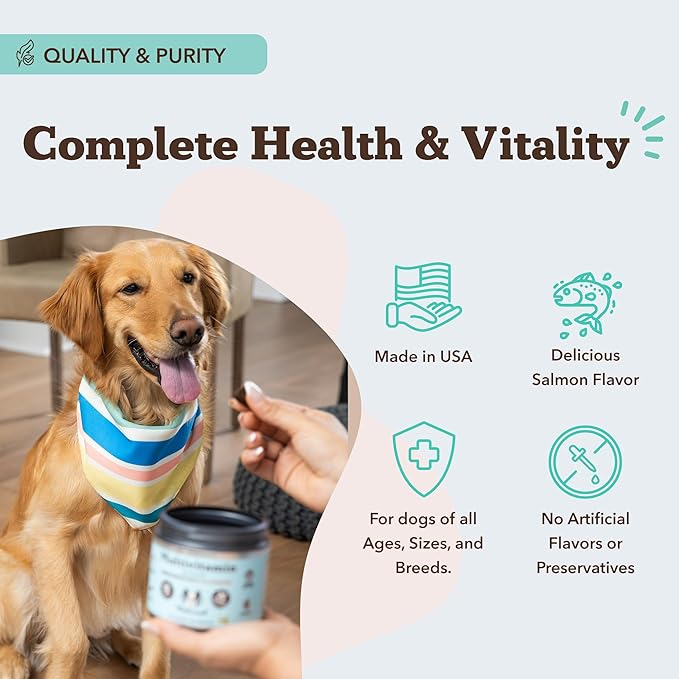 Natural Dog Company Vet Strength Multivitamin Chews for Dogs – Glucosamine, Omega-3 & Biotin for Dogs, Skin & Coat Health, Digestive Health, Immune Support Supplement, Advanced Formula, 90 cnt-Mewly Pet
