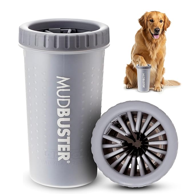 Dexas MudBuster Portable Dog Paw Cleaner, Premium Quality Large Gray Pet Accessory-Mewly Pet